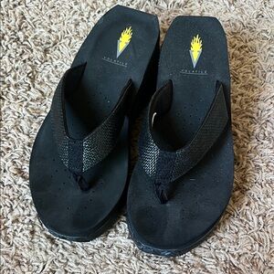Volatile Black Textured Flip-Flops